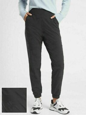 Athleta Brooklyn Textured Lined Jogger Black Camo Fleece Lined Size 4 Activewear